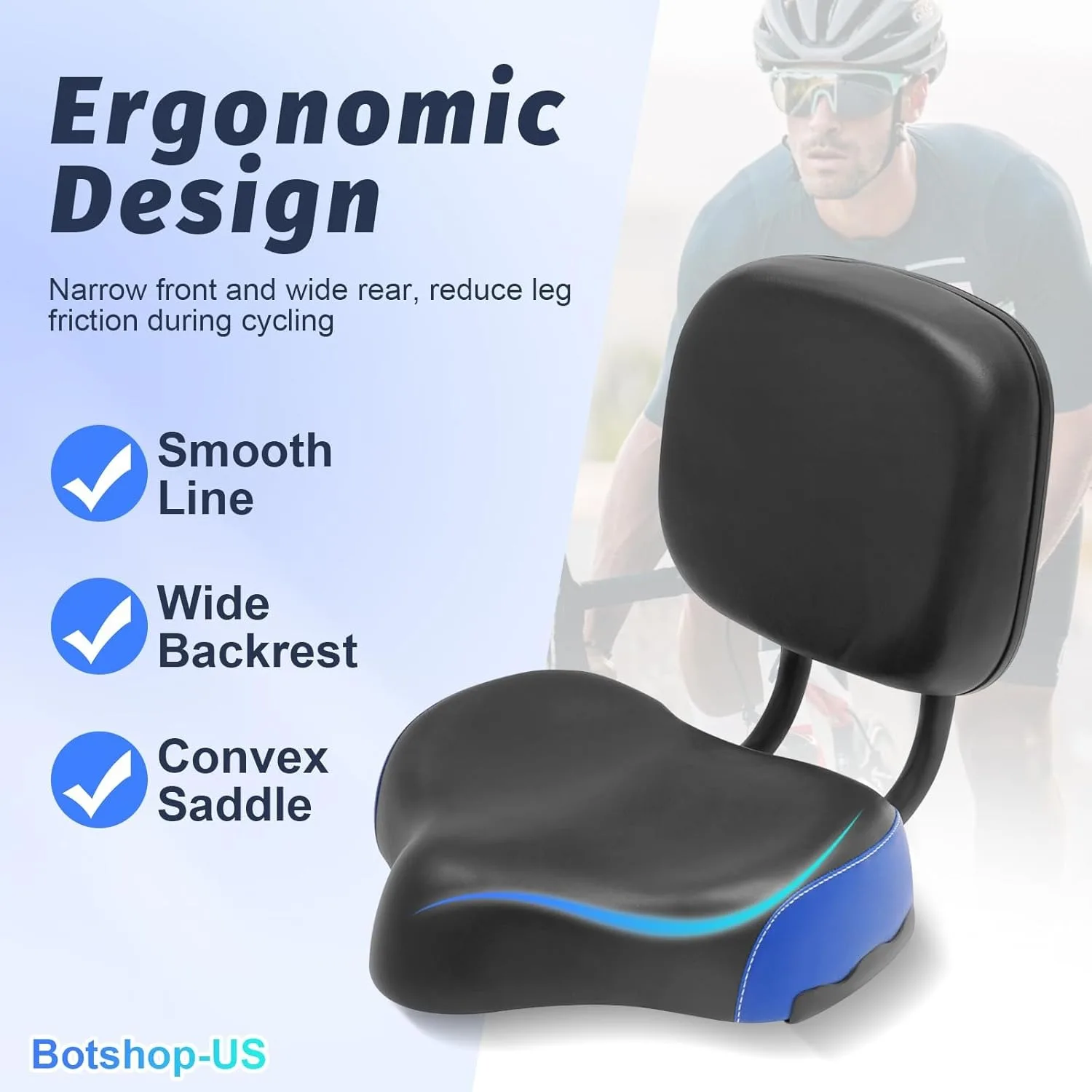 مقعد دراجة مريح واسع للغاية مع وسادة مسند ظهر ناعمة لدراجة ثلاثية العجلات والجبال وإكسسوارات الدراجات الجبلية