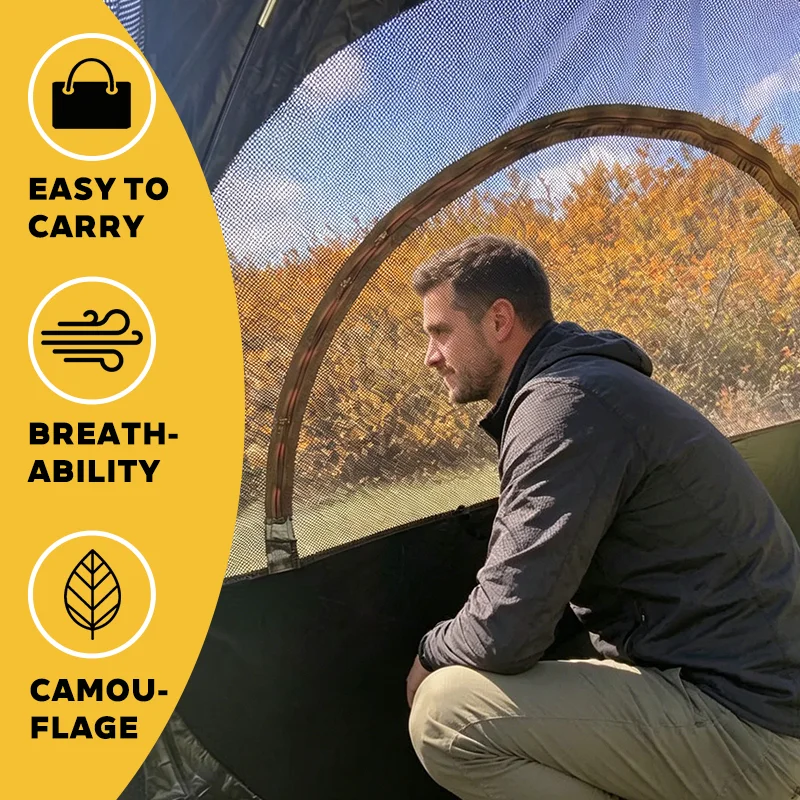 1. 1 Person Foldable Pop Up Hunting Blind, Camo Wildlife Viewing Shelter, Portable Hunting Tent for Outdoor - view 5