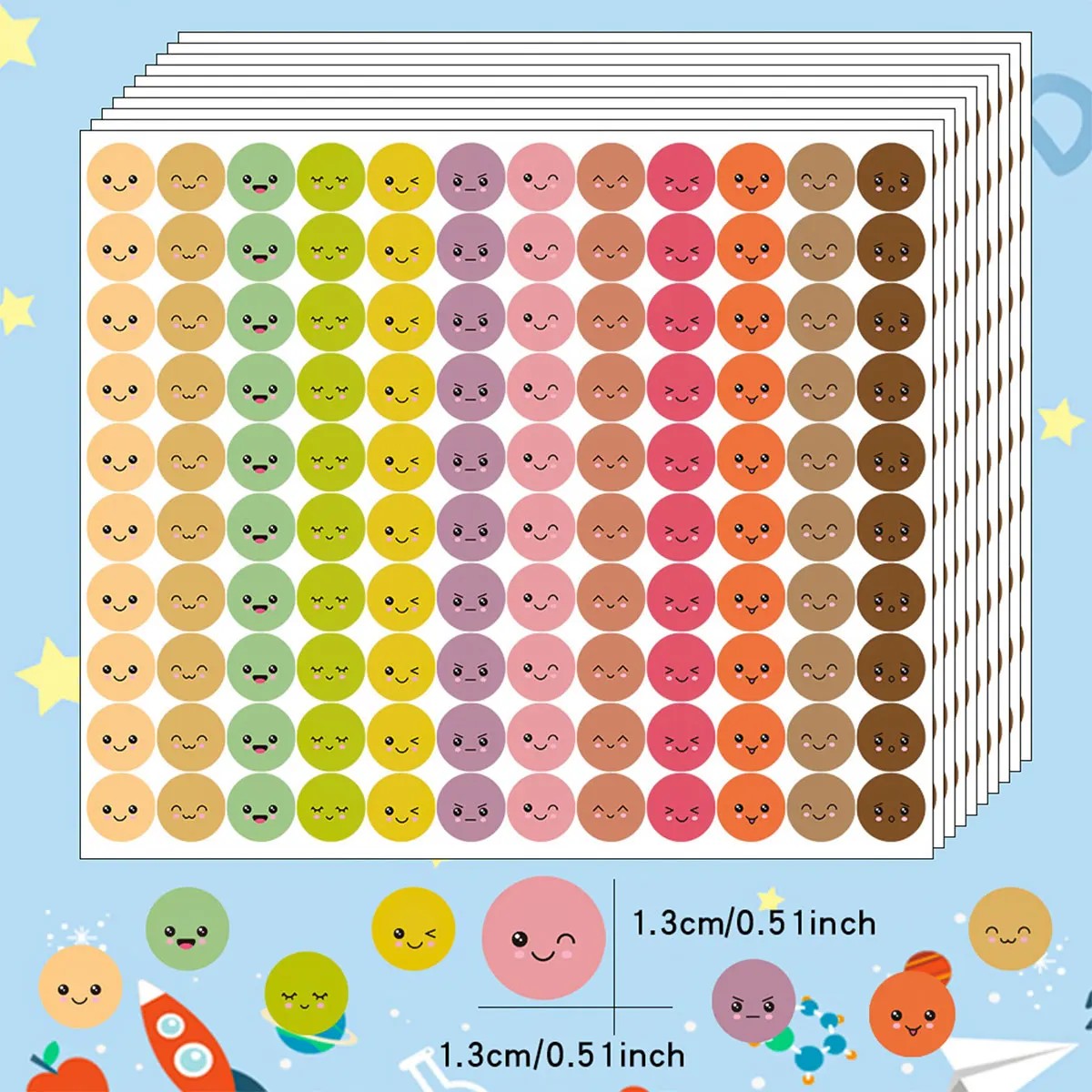 1200pcs Happy Smile Face Stickers Round Reward Labels Colorful Colorful Mini Incentive Stickers Teachers School Behavior Chart