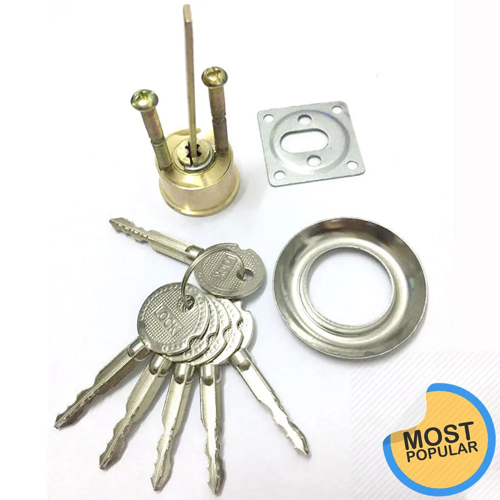 High Quality Copper Door Lock Cylinder with 6 Key Rotary Switch Replacement Universal Round Iron/Wooden Door Lock