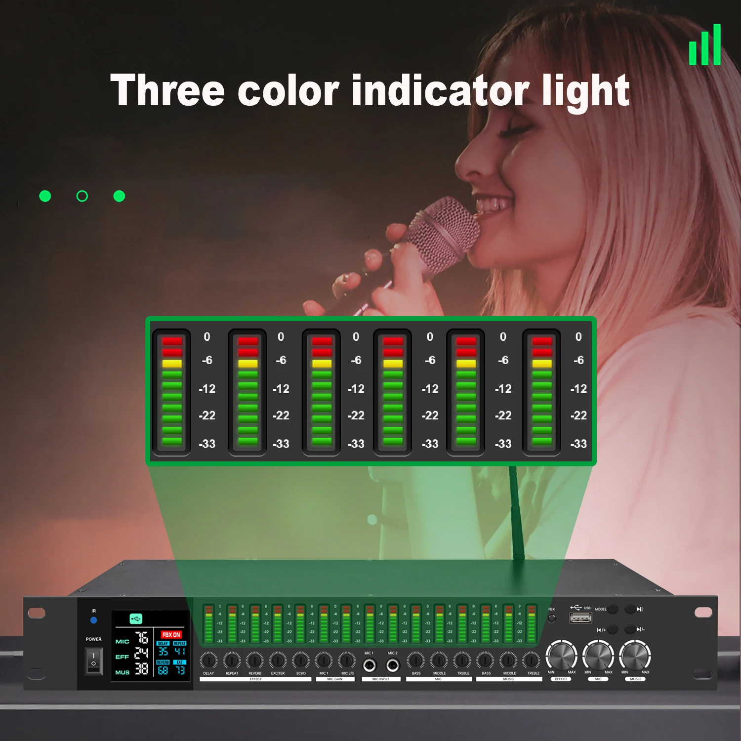 GAX-LD1500 Professional จอแสดงผล Digital Effects Equalizer ระบบคาราโอเกะ STAGE Sound Effector โปรเซสเซอร์เสียง