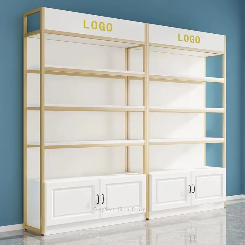 Multi-Tier Display Shelf for Beauty Salon, Nail & Skincare Product Showcase, Cosmetic Storage Cabinet