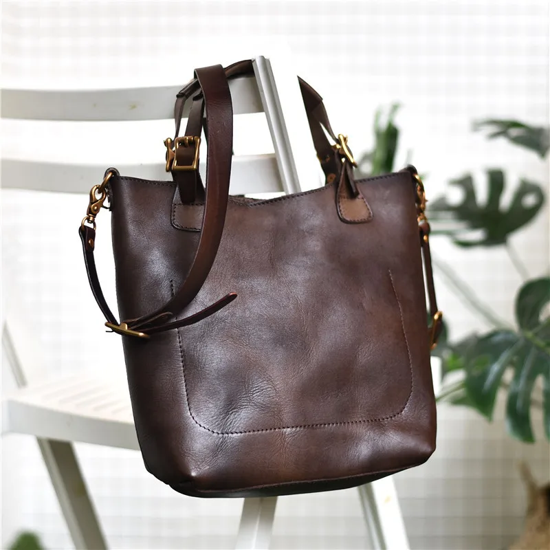 Fashion genuine leather ladies handbag casual simple vintage high quality real cowhide luxury women's shoulder messenger bags