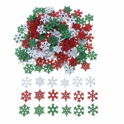 50 peças fatias de flocos de neve de madeira de 20mm, recortes em forma de neve de madeira colorida para artesanato de natal diy