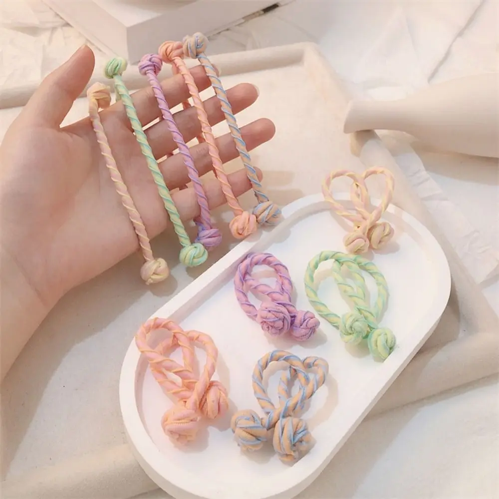 Fashion Large Chinese Knot Hair Rope For Girls Candy Color Printing Hair Ties Cute High Elastic Rubber Band Horsetail Headdress