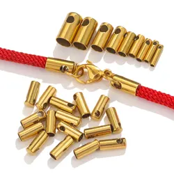 10pcs/lot 1-4.5mm Stainless Steel End Tip Cap Crimp Clasps Connector DIY Tassel Leather Cord End Crimp Jewelry Making Supplies