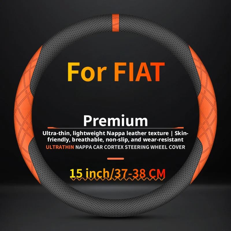 Breathable Nappa leather fashion car steering wheel cover, suitable for Fiat Toro Tipo Ducato Scudo Talento Freemont Auto Decor