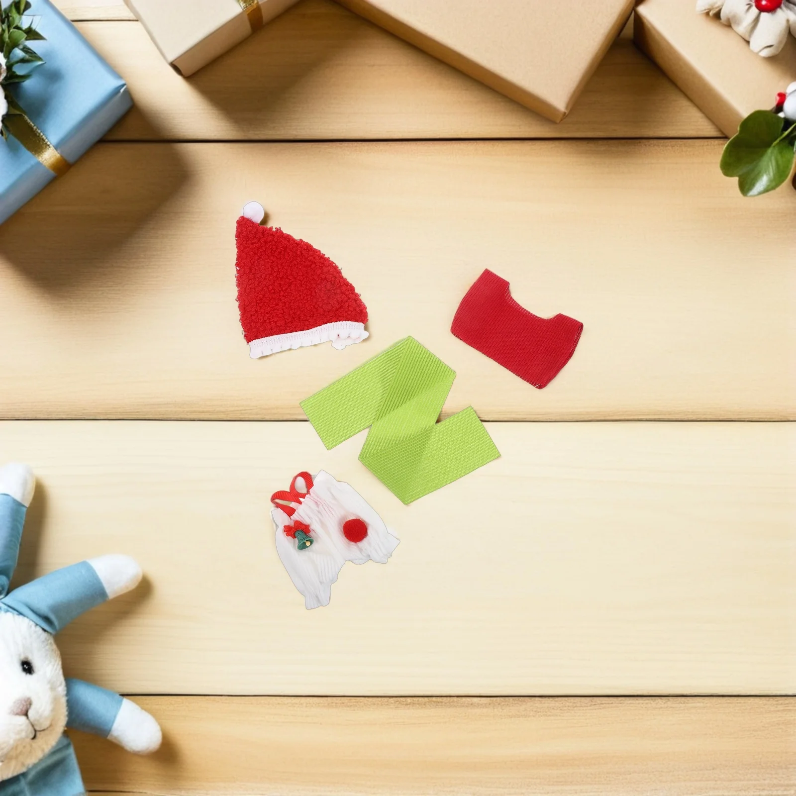 

1Set Winter Clothes Santa Outfit Knitted Santa Costume Compatible for Labubu Christmas Clothing Set Holiday Dress Up Outfit