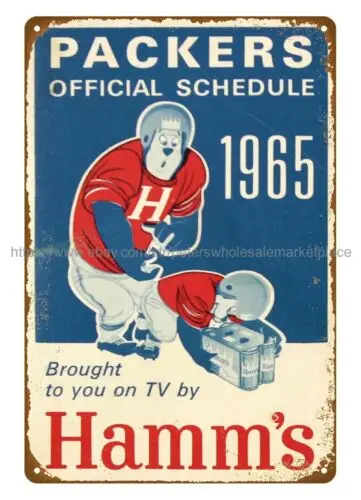 1965 football  Hamm's Pocket Schedule metal tin sign tin sign