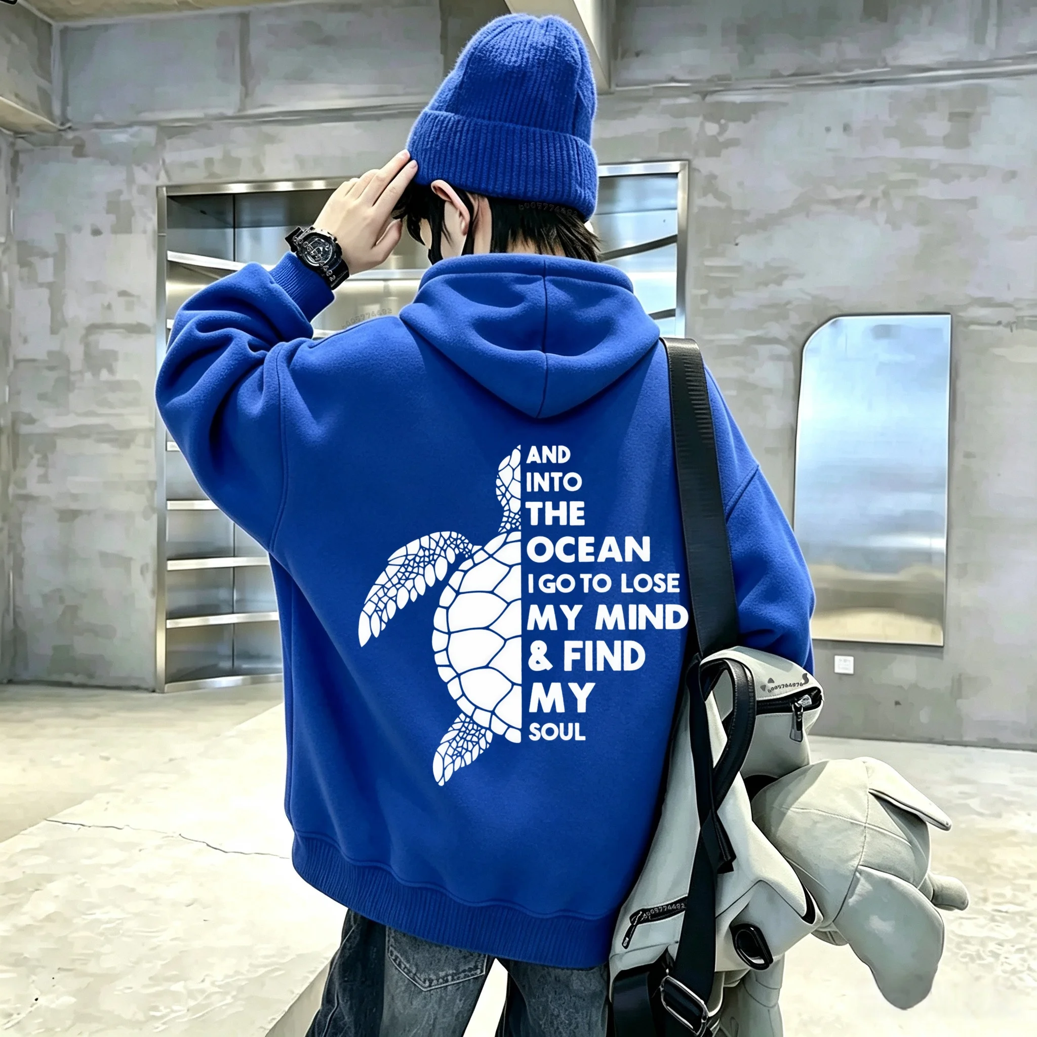 Best-selling retro turtle-shaped animal print children's hooded sweatshirt. Teenage youth fall/winter sport pullover top.
