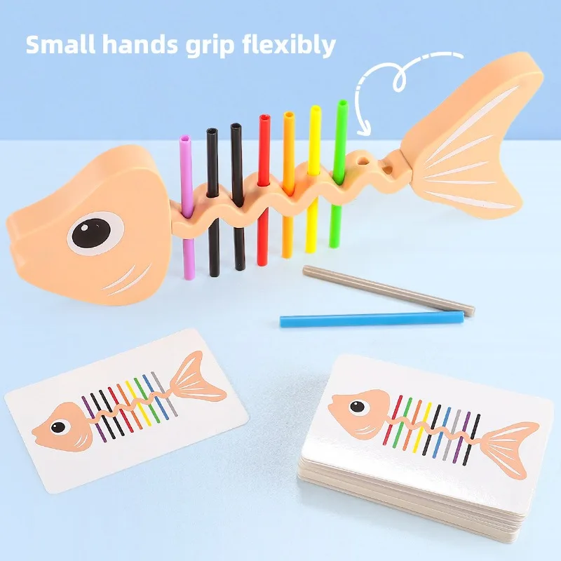 1Pc PVC Fishbone Sorting Puzzle,Color recognition toy boosts fine motor skills, great educational gift for Easter & Thanksgiving