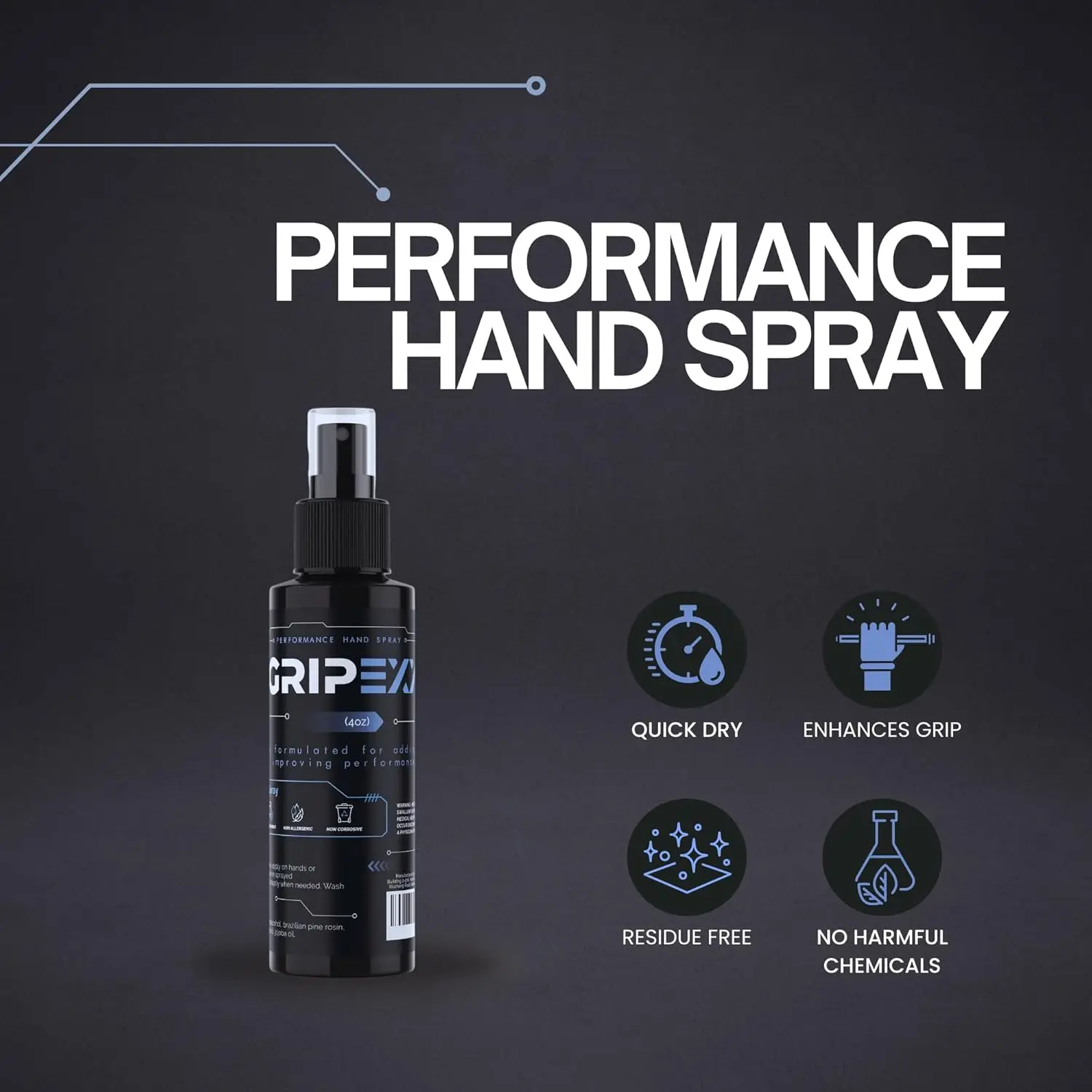 Sports Hand Grip Spray (4oz)- Boost Performance, Enhance Control and Maximize Grip - for Athletes: Tennis, Football, Pole Dancin