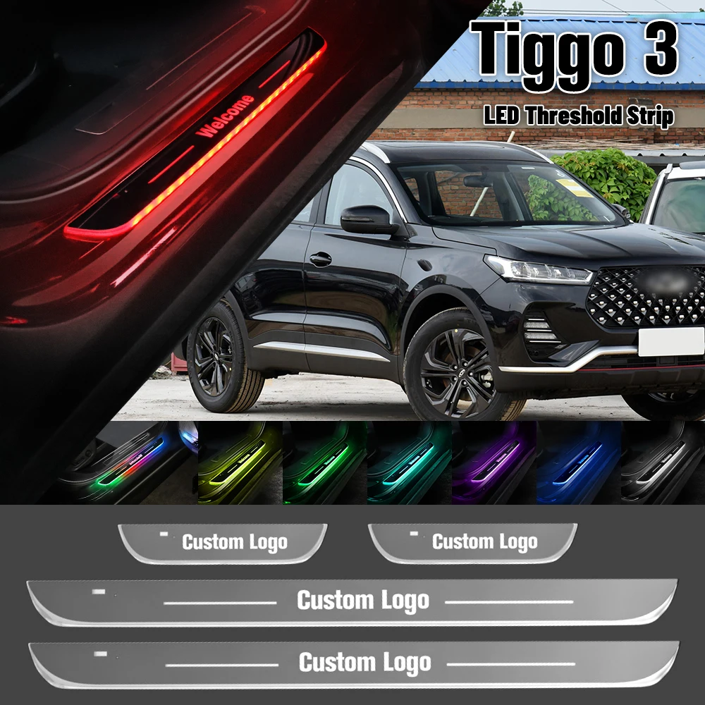 For Chery Tiggo 3 2014-2016 Car Door Sill Light Customized Logo LED 2015 Welcome Threshold Pedal Lamp Accessories