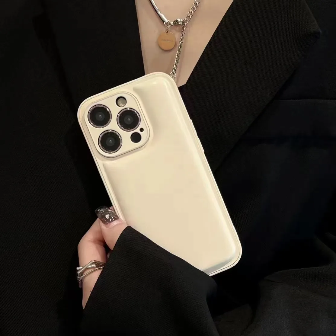 INS Luxury Bread Jacket Shockproof Silicone Phone Case For Apple iPhone 16 15 14 13 12 11 Pro Max Camera Lens Proteciton Cover