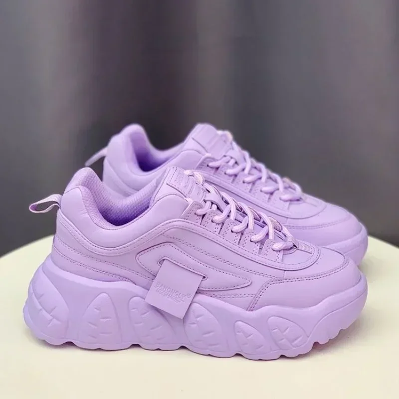 Women\'s Sneakers 2023 New Trend Pink White Purple Chunky Sneakers Women Casual Sport Shoes Thick Sole Tennis basket femme