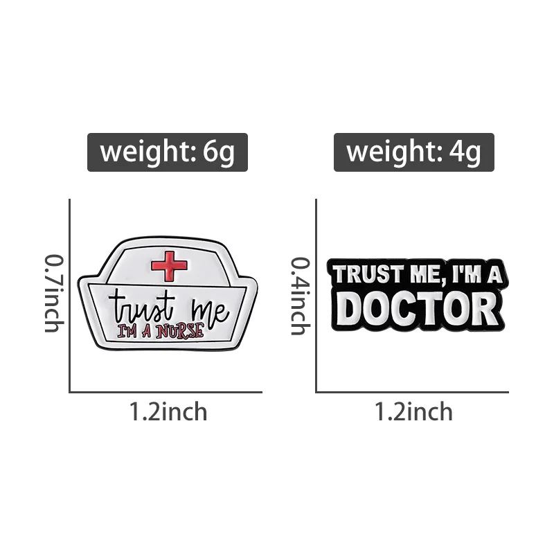 Medical Badge Nurse Hat Enamel Pins TRUST ME, I'M A DOCTOR Brooches Clothes Lapel Bag Badges Jewelry Gift for Doctors Nurses