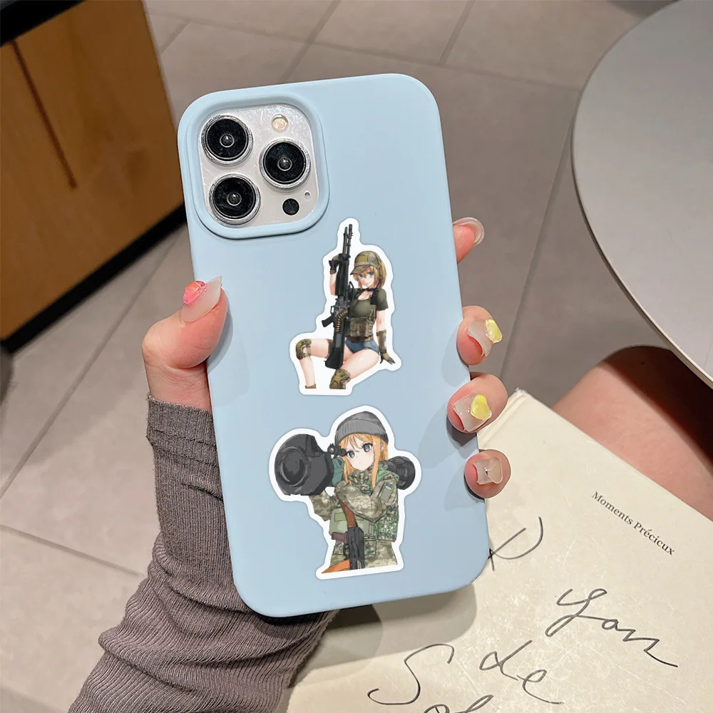 60pcs Cartoon Military Anime Girl Decorate Laptop Suitcase Waterproof Stickers