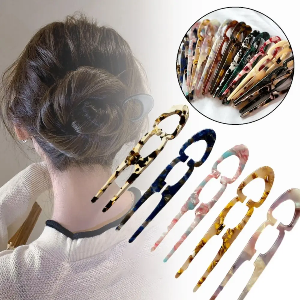 

Sweet Acetate Hair Bun U-Shaped Fshion Design Bun Hairpin Meatball Head Hairclip For Woman Girl