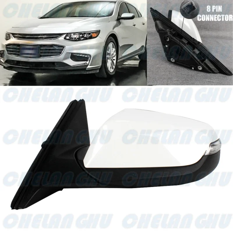 

For Chevrolet Malibu 2016 2017 2018 2019 2020 2021 Left Side 8 Pins White Painted Power Adjust Blind Spot Mirror Assembly