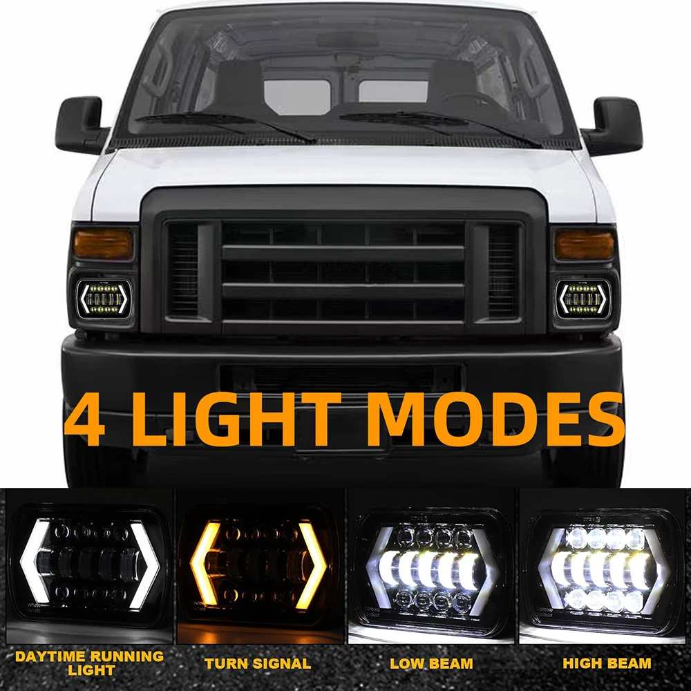 5x7\'\' 7x6\'\' LED Headlight for Ford E-150 Club Wagon E-250 E-350 Econoline F-250 F-350 F-450 Super Duty H6054 H5054 LED Headlamp