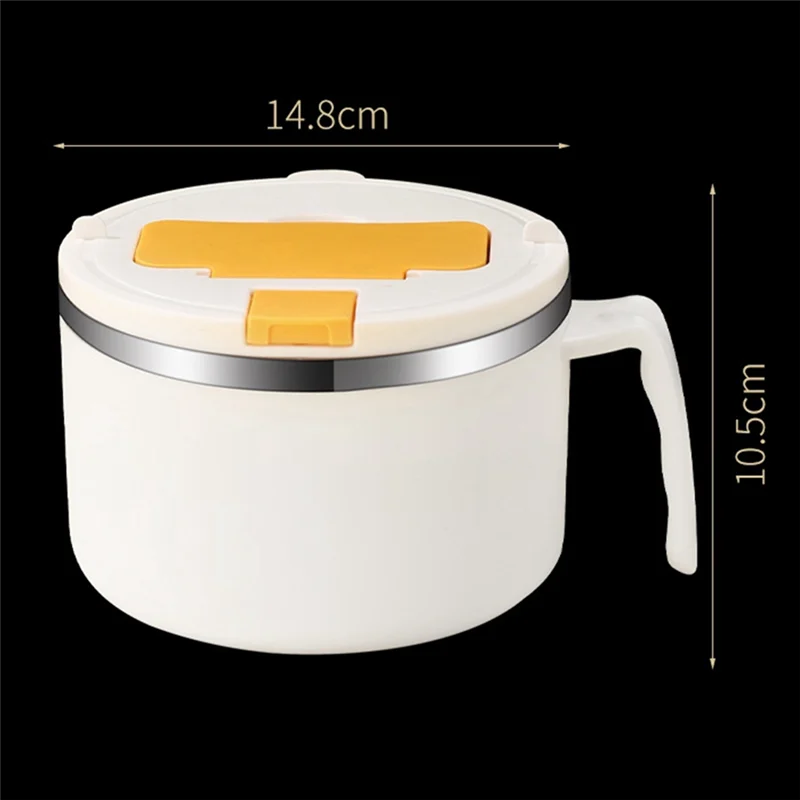 وعاء المعكرونة ABKJ-1200 مل مع غطاء، وعاء المعكرونة الفورية من الفولاذ المقاوم للصدأ، وعاء رامين سريع مع غطاء قابل للتصفية