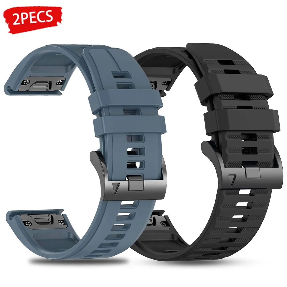 2 Stück Gummi-Schnellarmband für Garmin Fenix 8 7X 7 Pro 6X 6 5X 5/Tactix 8/Forerunner 970 965/Enduro 3/Epix Band Armbänder Correa