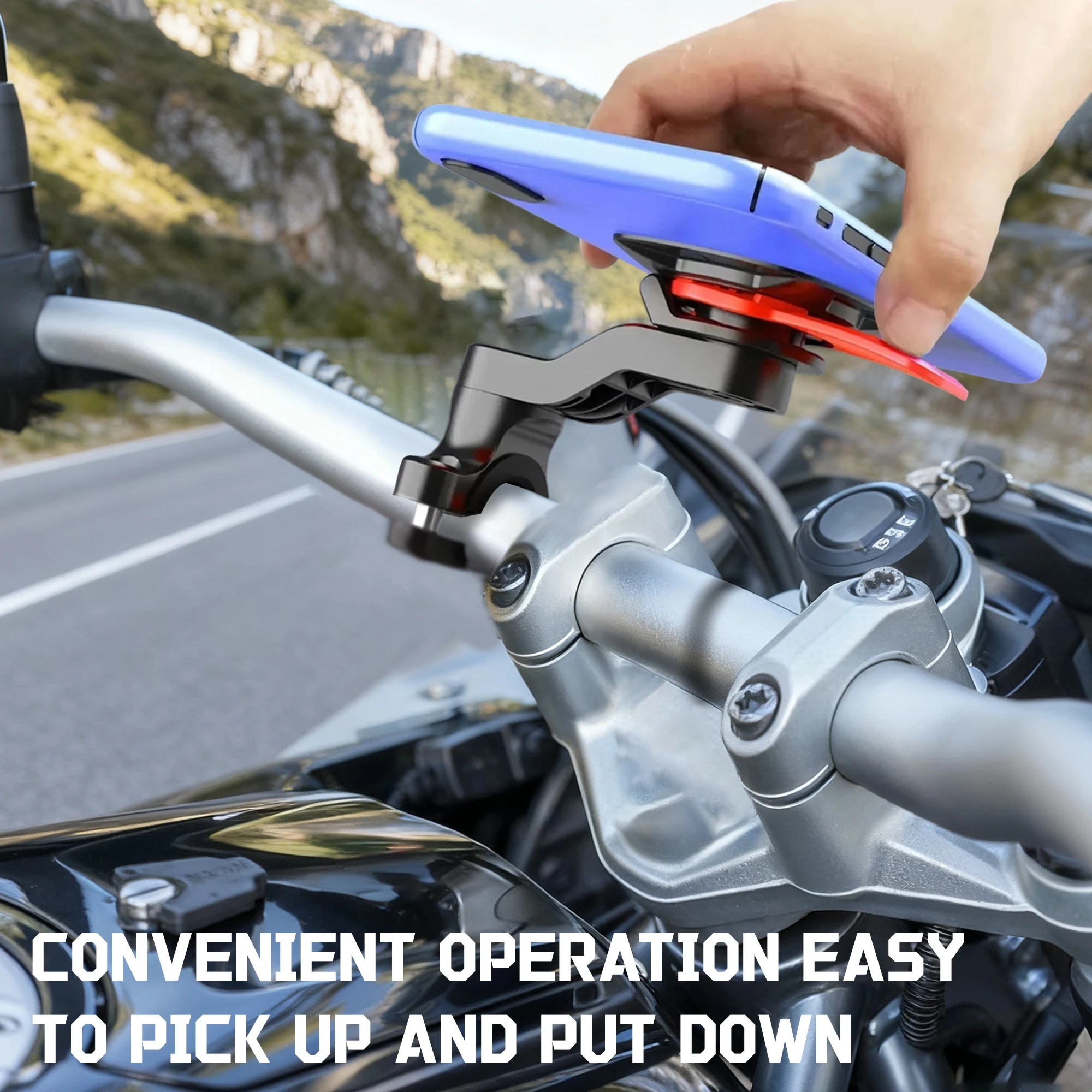Universal Phone Mount for Motorcycle Bicycle with 360°Rotatable Anti-Shock Suction Cup Adjustable Secure Riding Navigation Suppo image 4