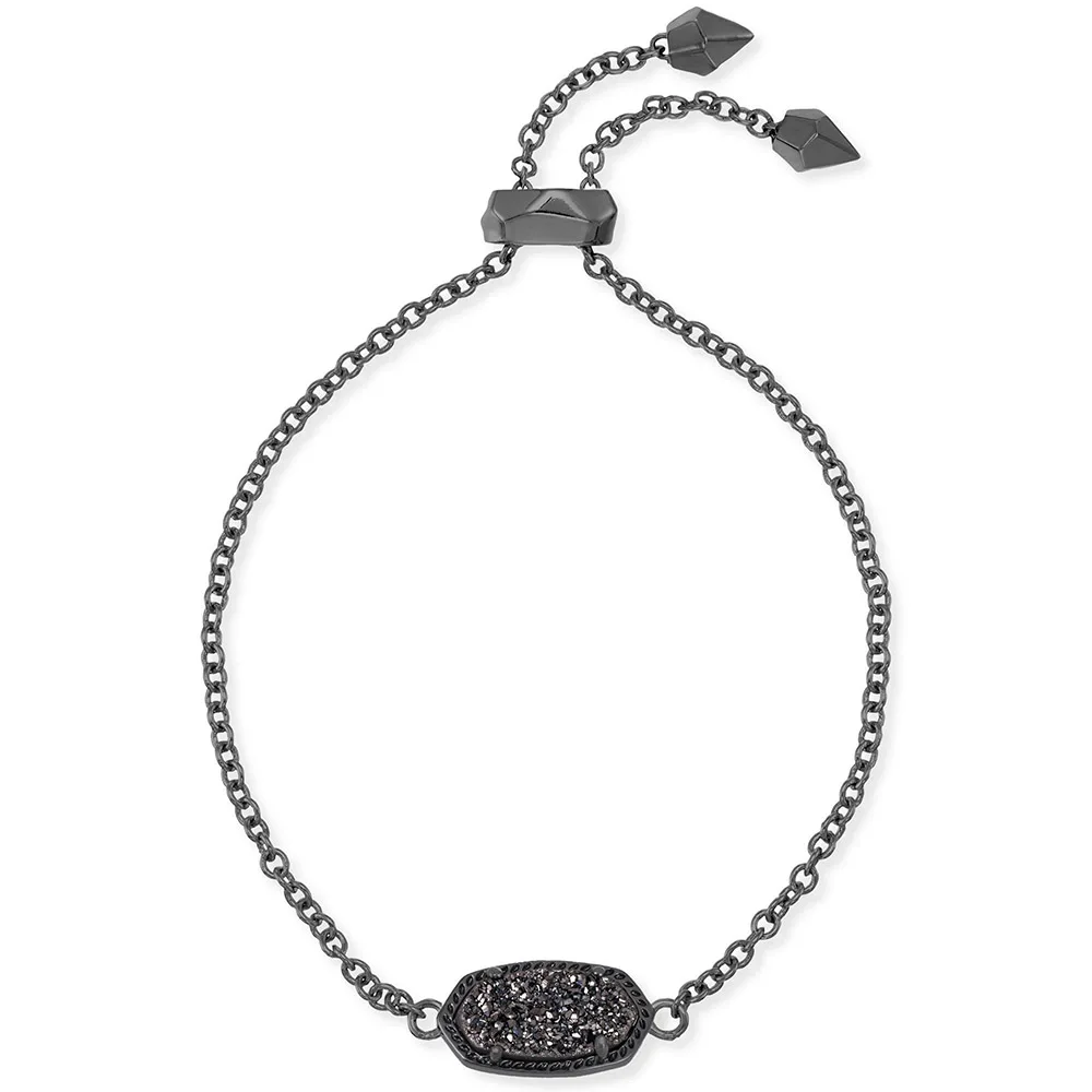 

VKVVA Geometric Oval Black Chain Black Crystal Drusy Pull-Out Bracelet for Women, Fashion Jewelry, Unique Gifts