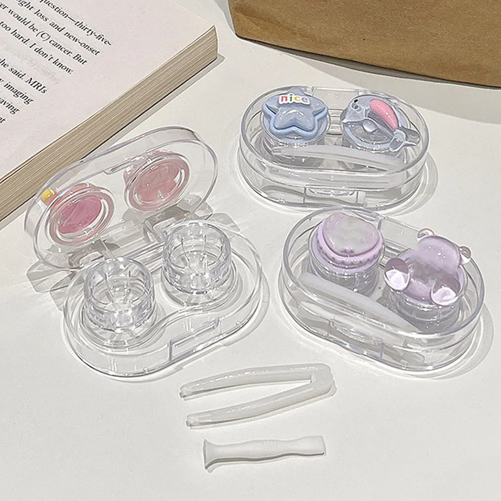 Mini Lens Case Set Portable Colored Contact Lenses Box Contact Lens Container Transparent Fashion Contact Lens Box For Travel