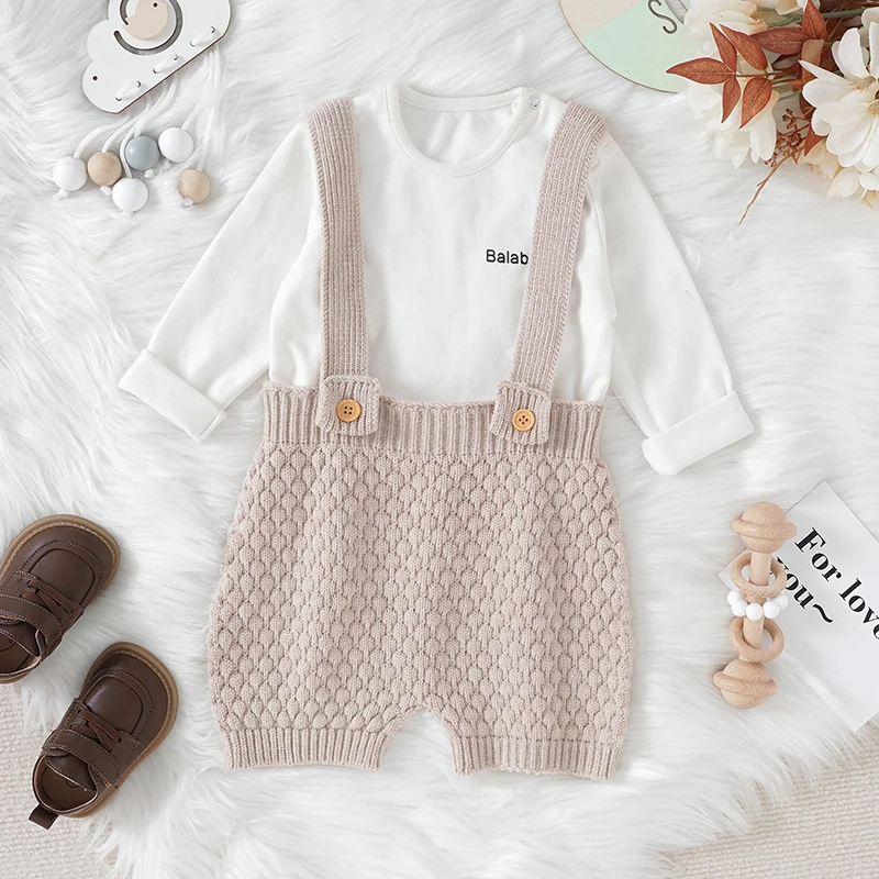 Baby Rompers Newborn Boy Girl Sleeveless Jumpsuits Sunsuits One Piece Infant Netural Solid Knitted Outfits Toddler Clothes 0-18m