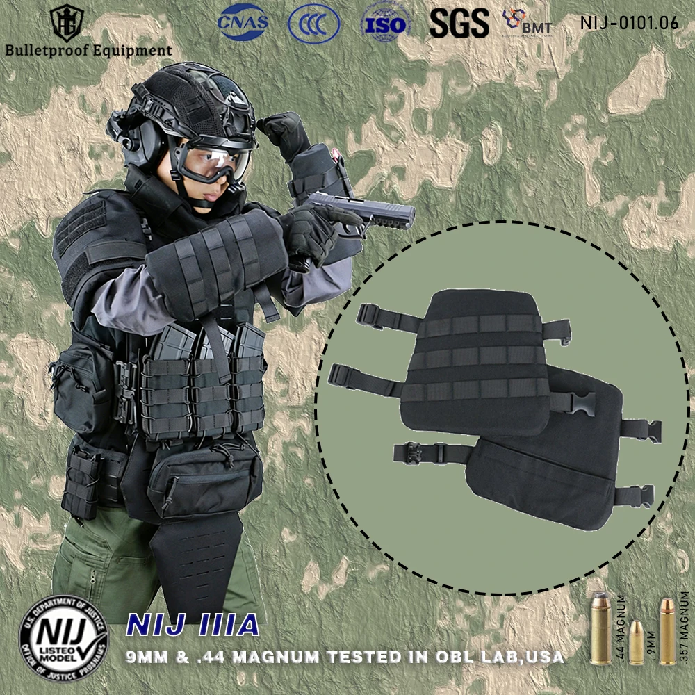 Genuine NIJ IIIA Standard Ballistic Arm Guards, Tactical Protective Ballistic Arm Guards, Made Of 1000D Polyester Fabric.