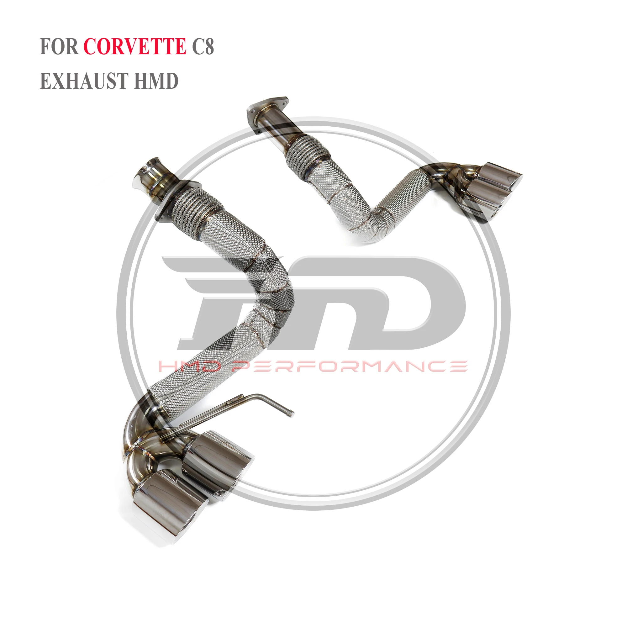 HMD Stainless Steel Exhaust System Performance Catback for Chevrolet Corvette C8 Without Valve Straight Pipe