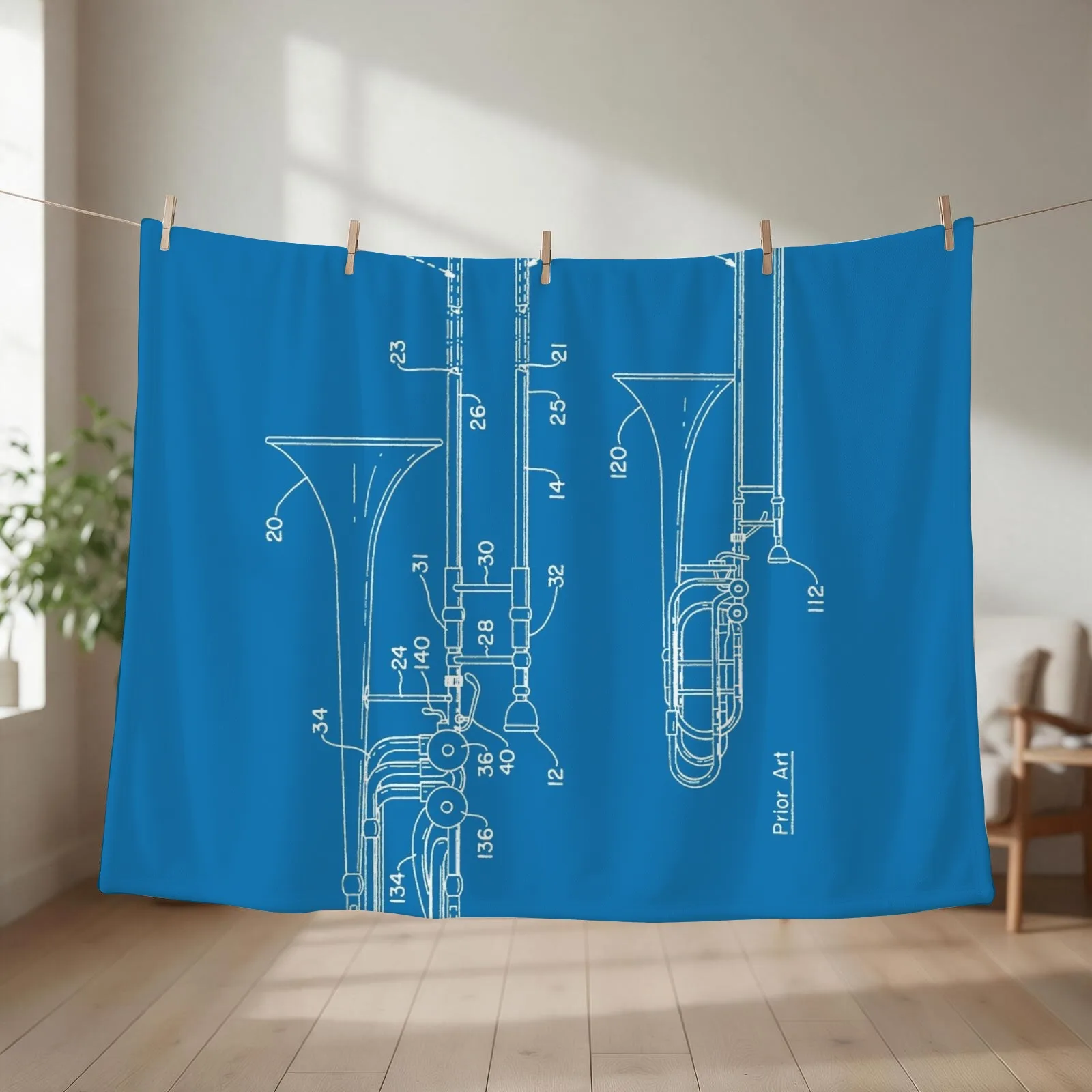 Slide trombone patent - white Throw Blanket christmas decoration Luxury Throw Vintage Soft Beds Blankets
