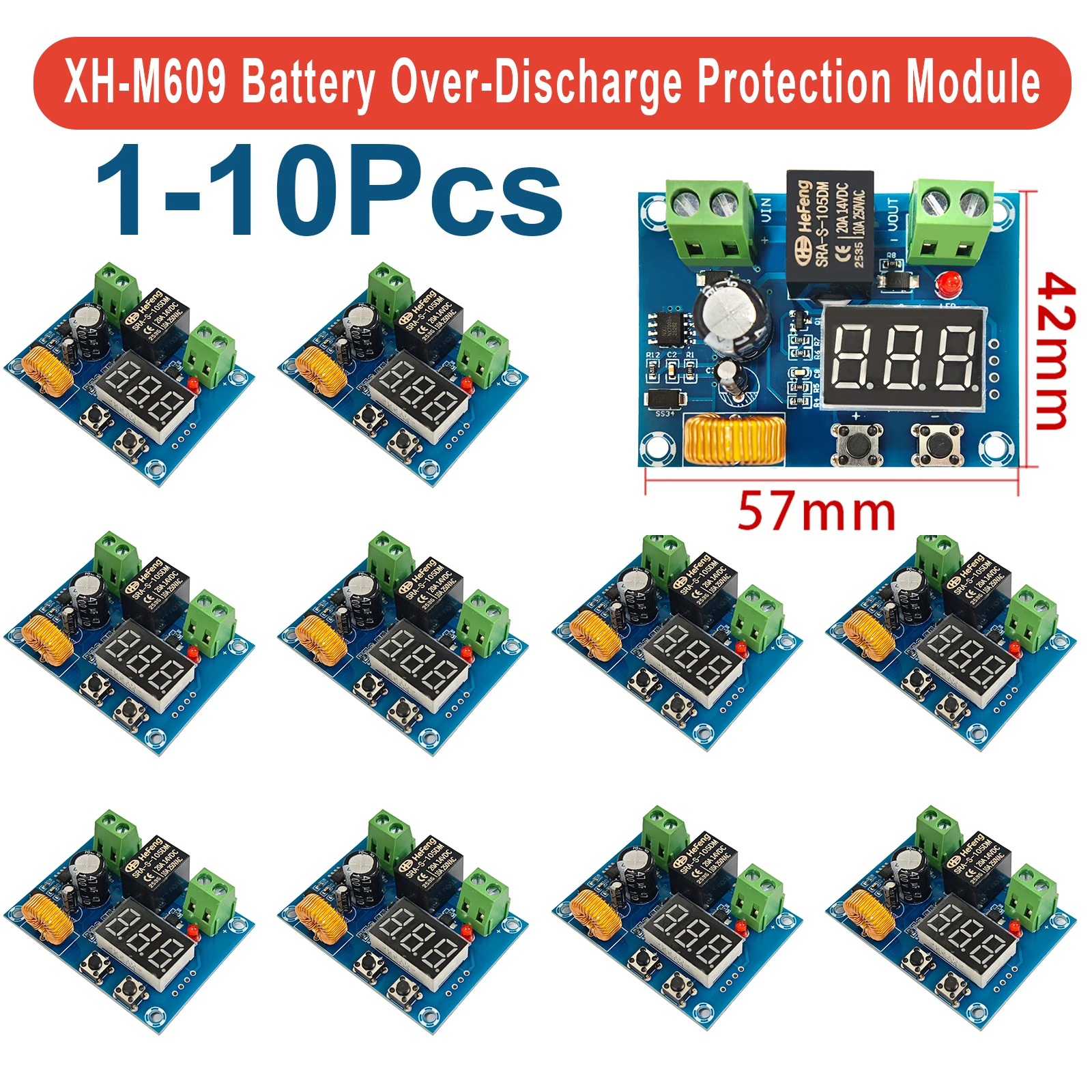 1-10Pcs XH-M609 DC 12V-36V Charger Module Voltage OverDischarge Battery Protection Precise Undervoltage Protection Module Board
