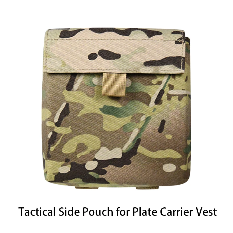 Tactical Side Pouch for Plate Carrier, Vest Gear, Molle Accessories, 1000D, 6x6, 6x8inch