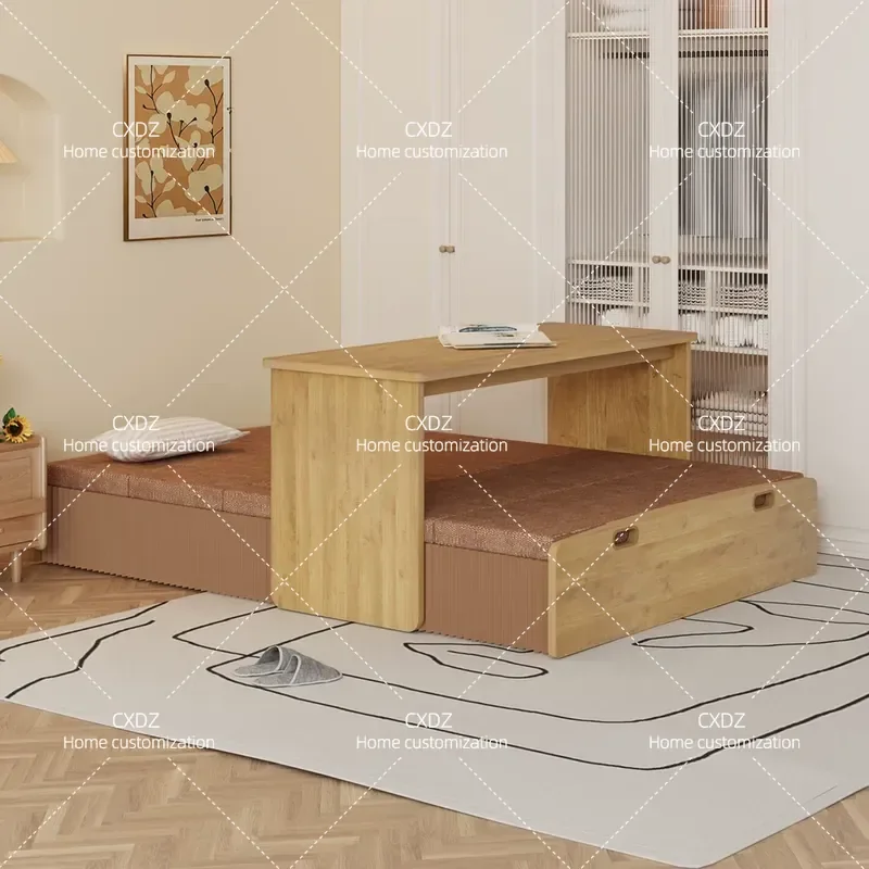 Single Folding Bed with Integrated Table Invisible Wall Bed for Office Home Small Apartment Space Saving Storage Lunch Break