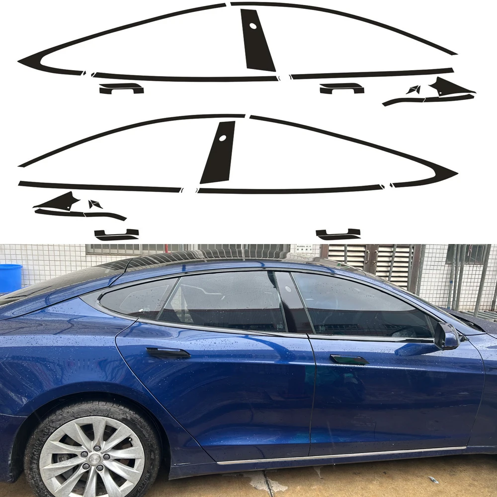 

Chrome Delete Blackout Vinyl Overlay For 2014-2000 Tesla Model S Window Trim (Gloss Black/matte)