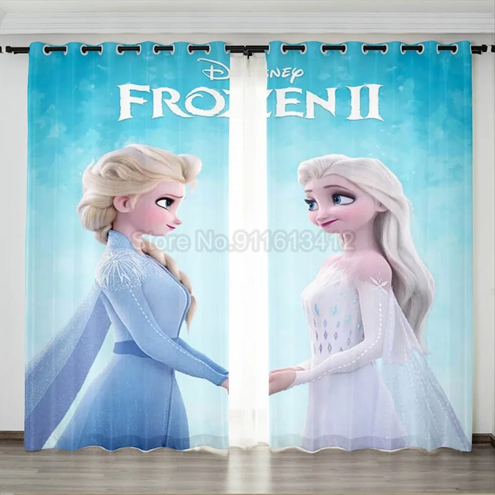 Disney Frozen Princess 3D Blackout Curtains Bedroom Living Room Kitchen Decor for Children Birthday Gift Cartoon Home Textiles