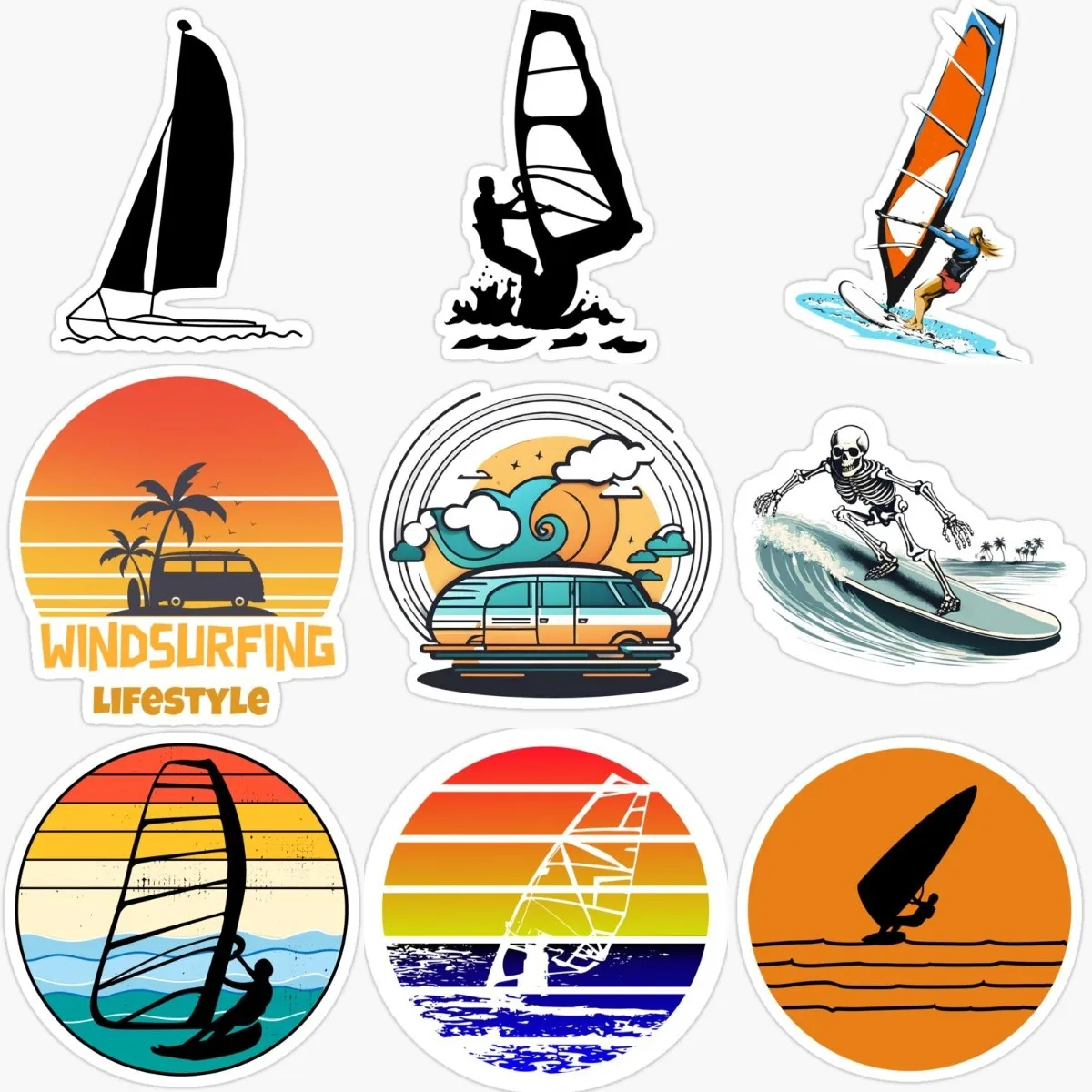 

Sailboats Surfboard Surfing Travel Vacation Creative PVC Waterproof Stickers Accessories for Decorate Car Suv Camper Off-road