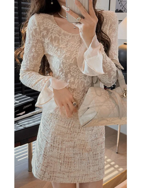 

Ele Sle Long Sve Lace Embroidery Women's Top PINZIKO Large Rabbit 3D Bead Patchwork Romantic Design Sensation Small ...