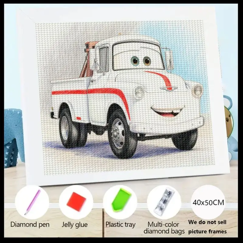 

1PC Kids & Adults Cute Cartoon Smiling Tow Truck 5D Diamond Painting Kit, DIY Full Drill Vehicle Character Diamond Art, Crystal