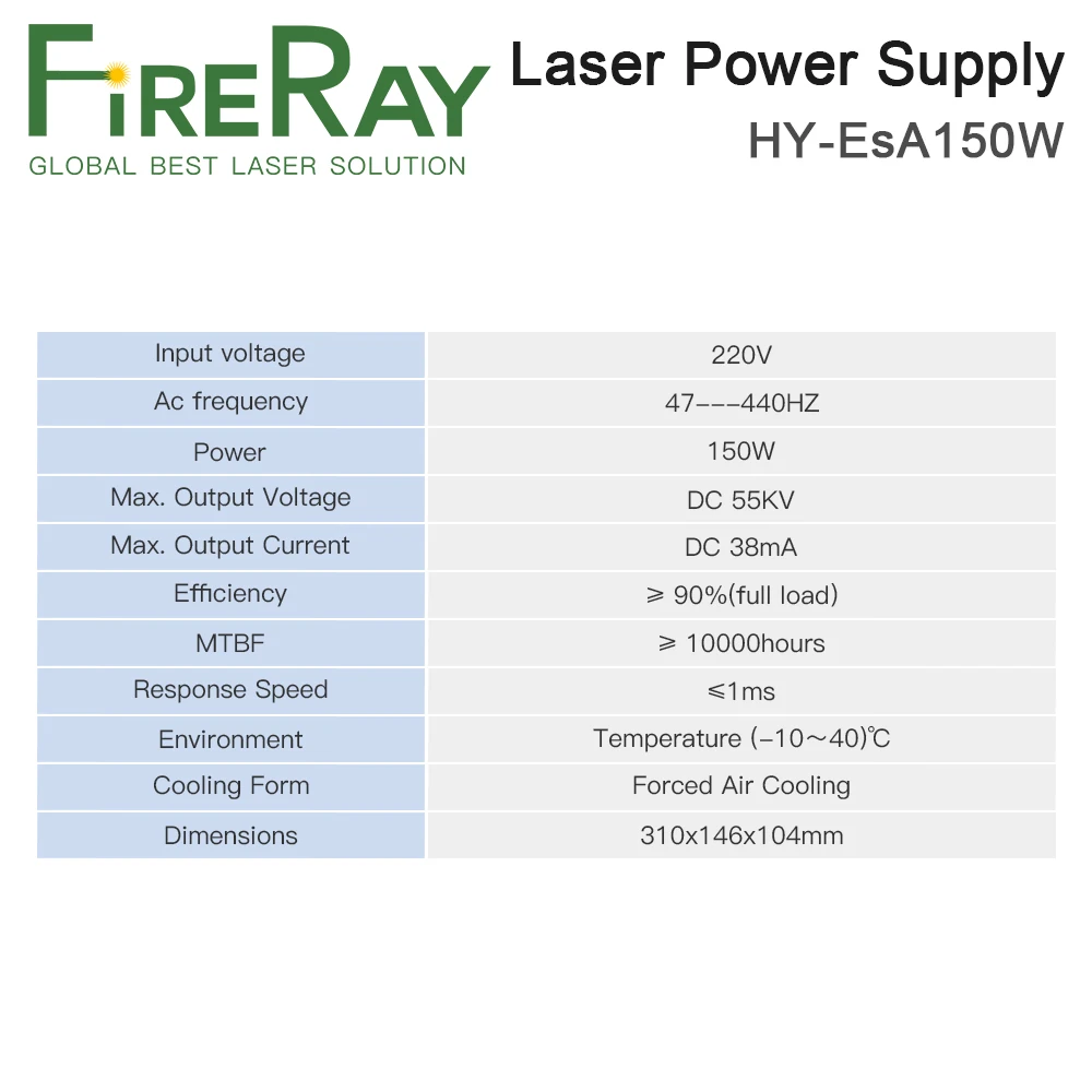 FireRay 150-180W HY-EsA150 Es Series CO2 Laser Power Supply for CO2 Laser Engraving and Cutting Machine