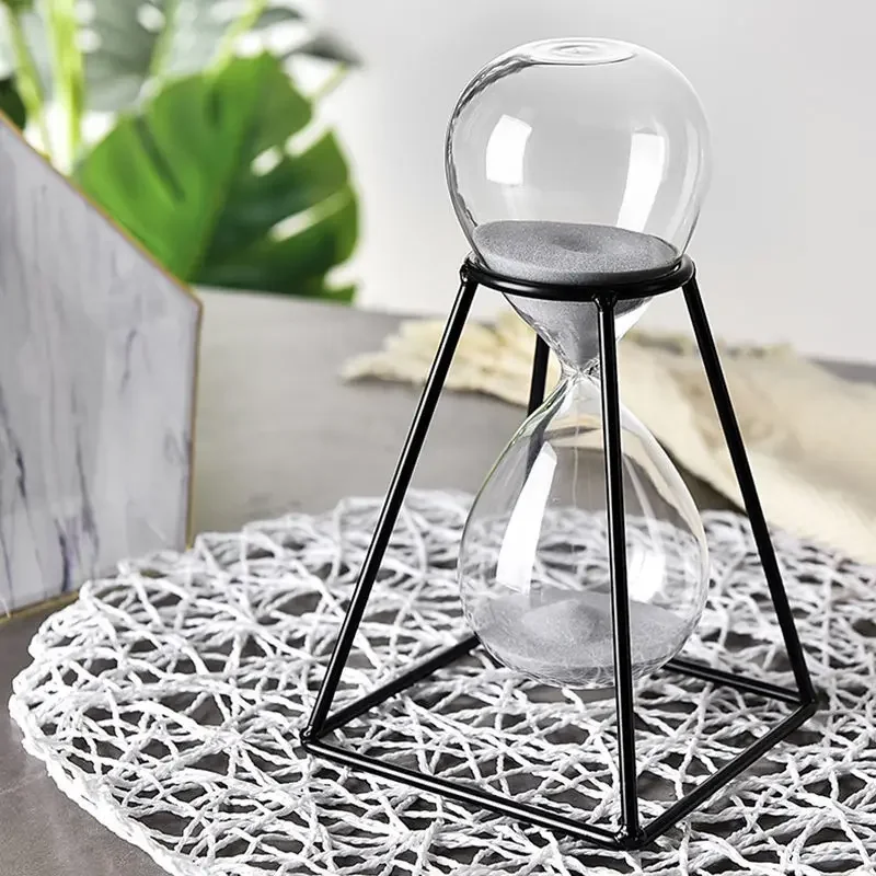 

30min Creative Metal Grey Hourglass Sand Timer European Style Office Bookshelf Study Ornaments Decoration Sand Clock Timer New