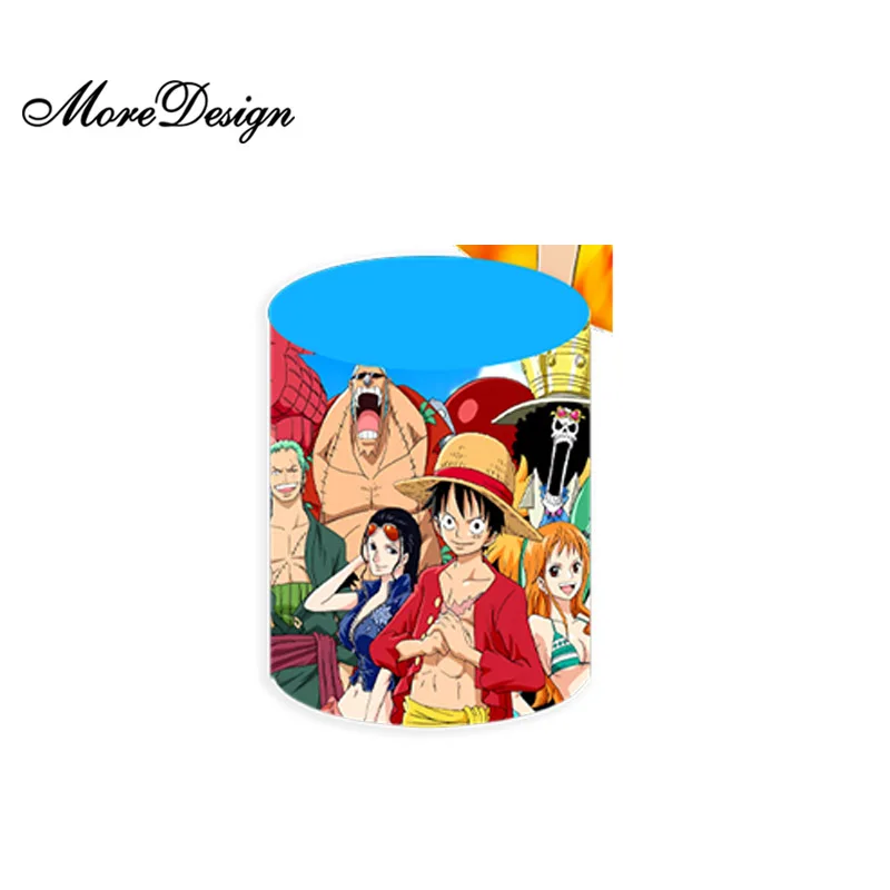 One Piece Luffy Photo Backdrop para Crianças, Capas Redondas e Cilindros, Tecido Fotografia Fundo, Decoração de Aniversário