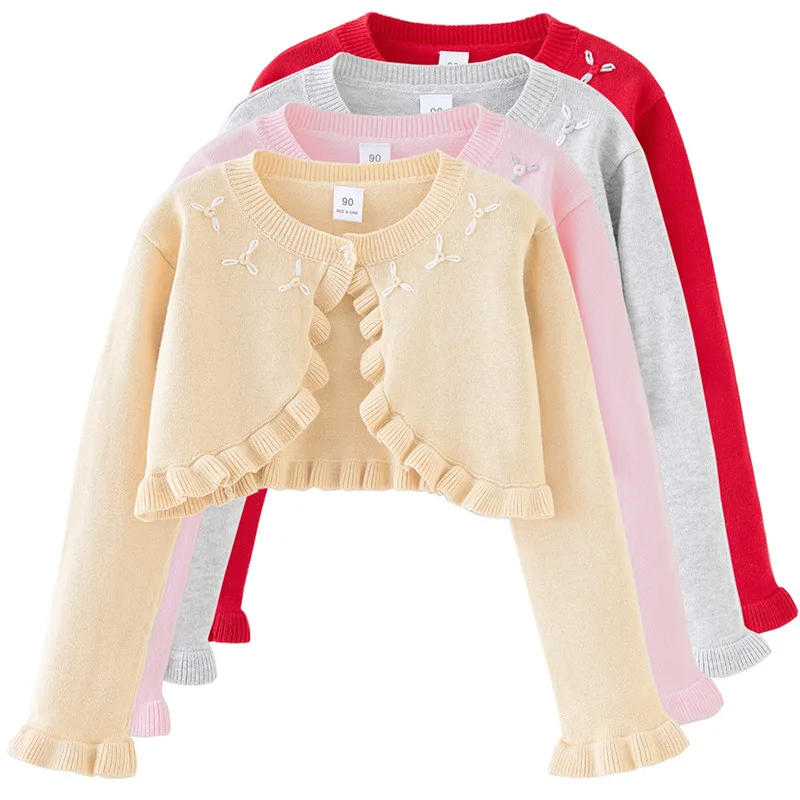 Baby Sweater Cardigan Outerwear Wedding Party Jackets Sweet Spring Autumn Girls Small Coat Shawl Tops Kids Clothes