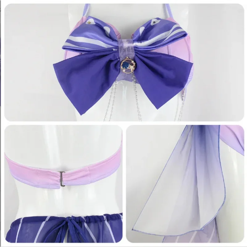 A;3\v,7'd/Game Genshin Impact Swimsuit Cosplay Costume Sangonomiya Kokomi Bikini Beach Bathing Suit Anime Bathiw.3;v'6\b/ - view 5
