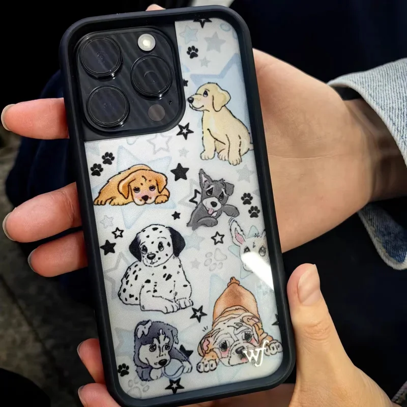 2025 Wildflower 3D Puppy Party Dalmatian Husky Phone Case For iPhone 13 12 14 15 16 Pro Max Japan Dog Cute Cartoon WF Protect