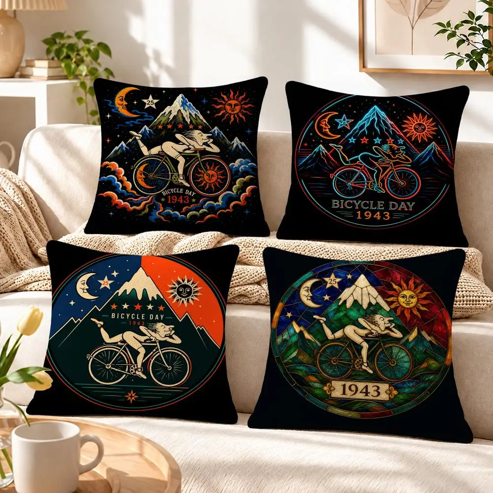 Figure Albert Hofmann LSD 1943 Cushion Cover Soft Short‑Plush Pillowcase, Decor for Sofa & Bedroom, Perfect Holiday Gif