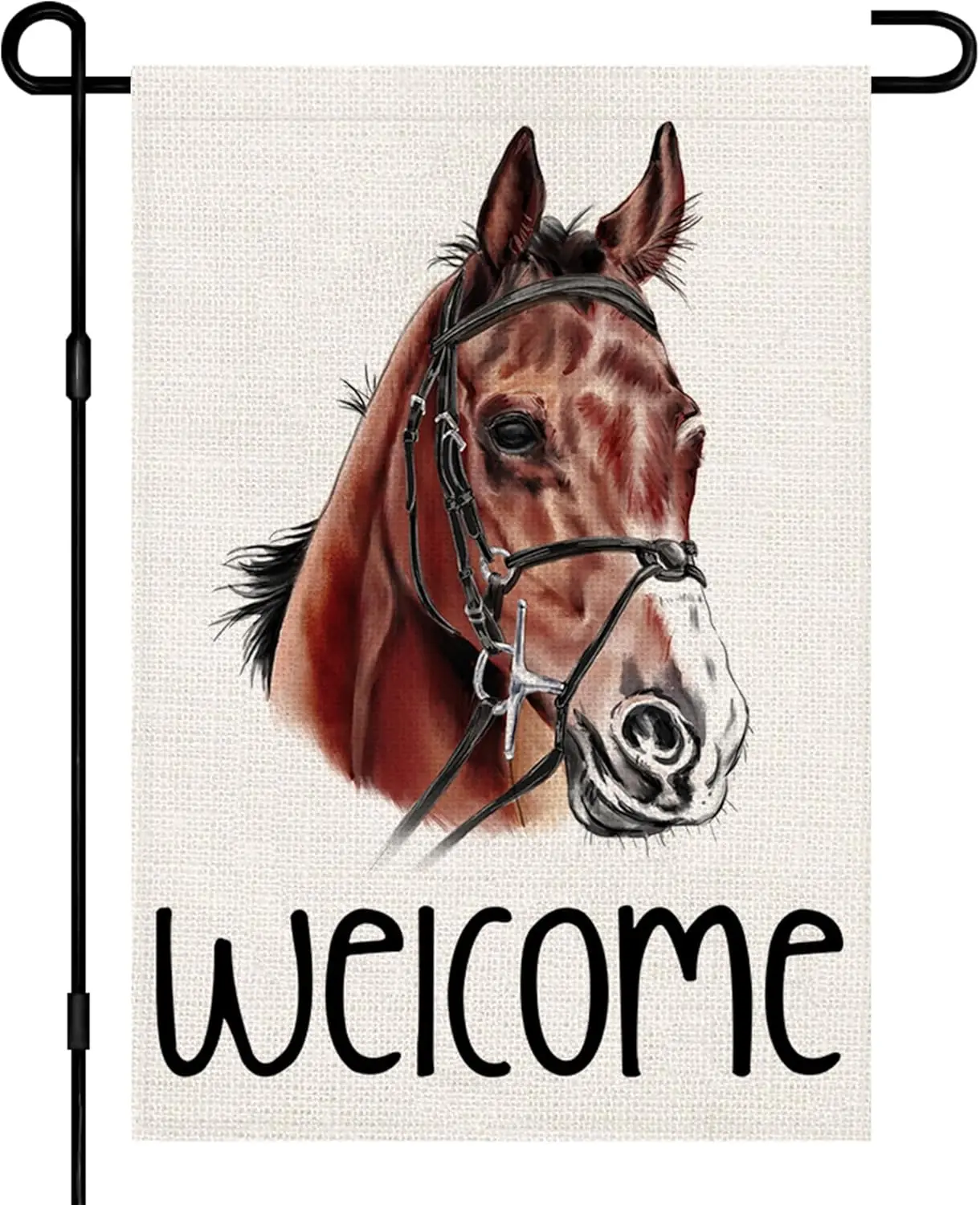 Kentucky Derby Garden Flags 12x18 Inch Double Sided Burlap, Run for The Roses Horse Race Yard Outdoor Decoration DF484