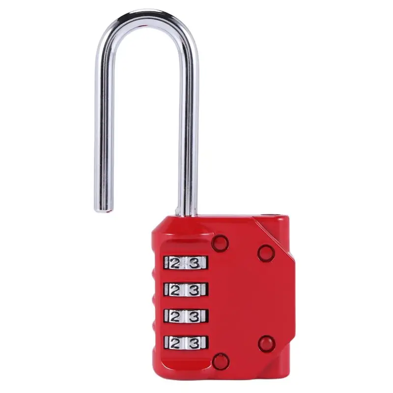 

B04C-4 Pack Code Padlocks, 4 Digit Long Shackle Resettable Pad Lock For Outdoor Gate, Shed, Fence, Hasp Storage, Gym Locker